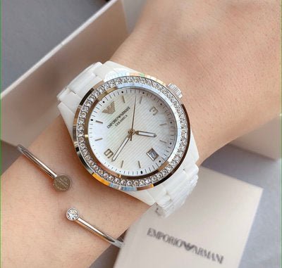 Armani white Ceramica mother of pearl AR1426